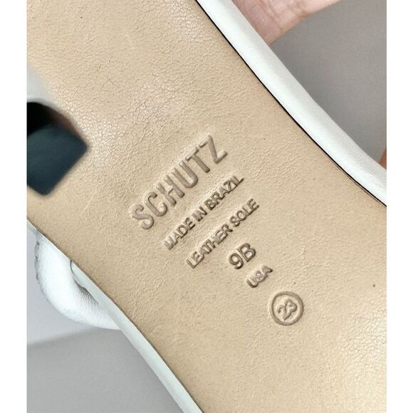 SCHUTZ Dress Sandals Ladies Size 9B White Leather Open Toe High Heel - Picture 7 of 10